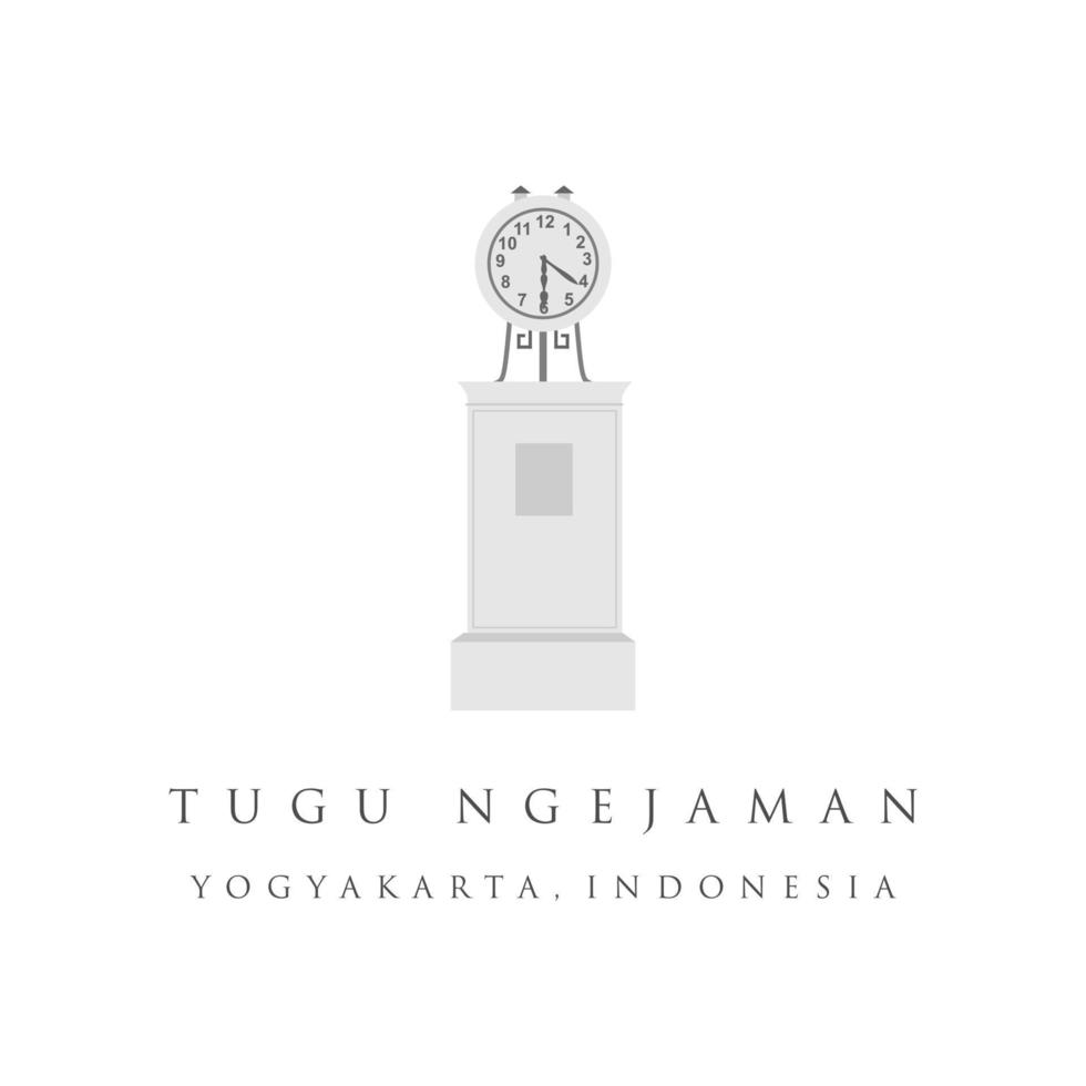 Yogyakarta City Clock or Ngejaman, landmark building of Yogyakarta. Heritage tourism of Indonesia. Jogjakarta old building vector illustration