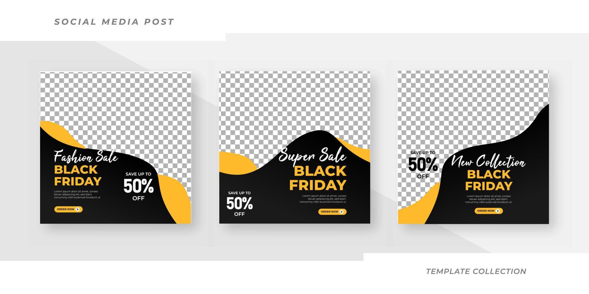 Black friday social media post banner template set Pro Vector