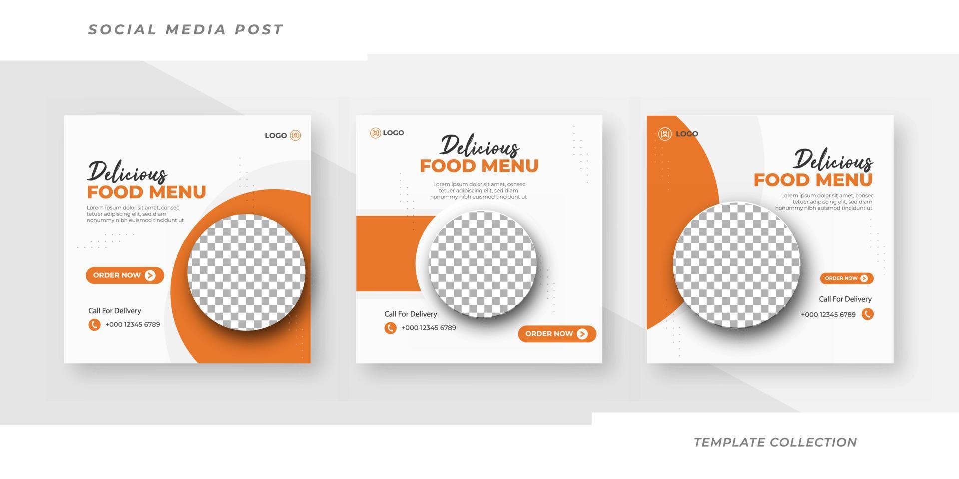 Delicious food menu social media post banner template. Pro Vector