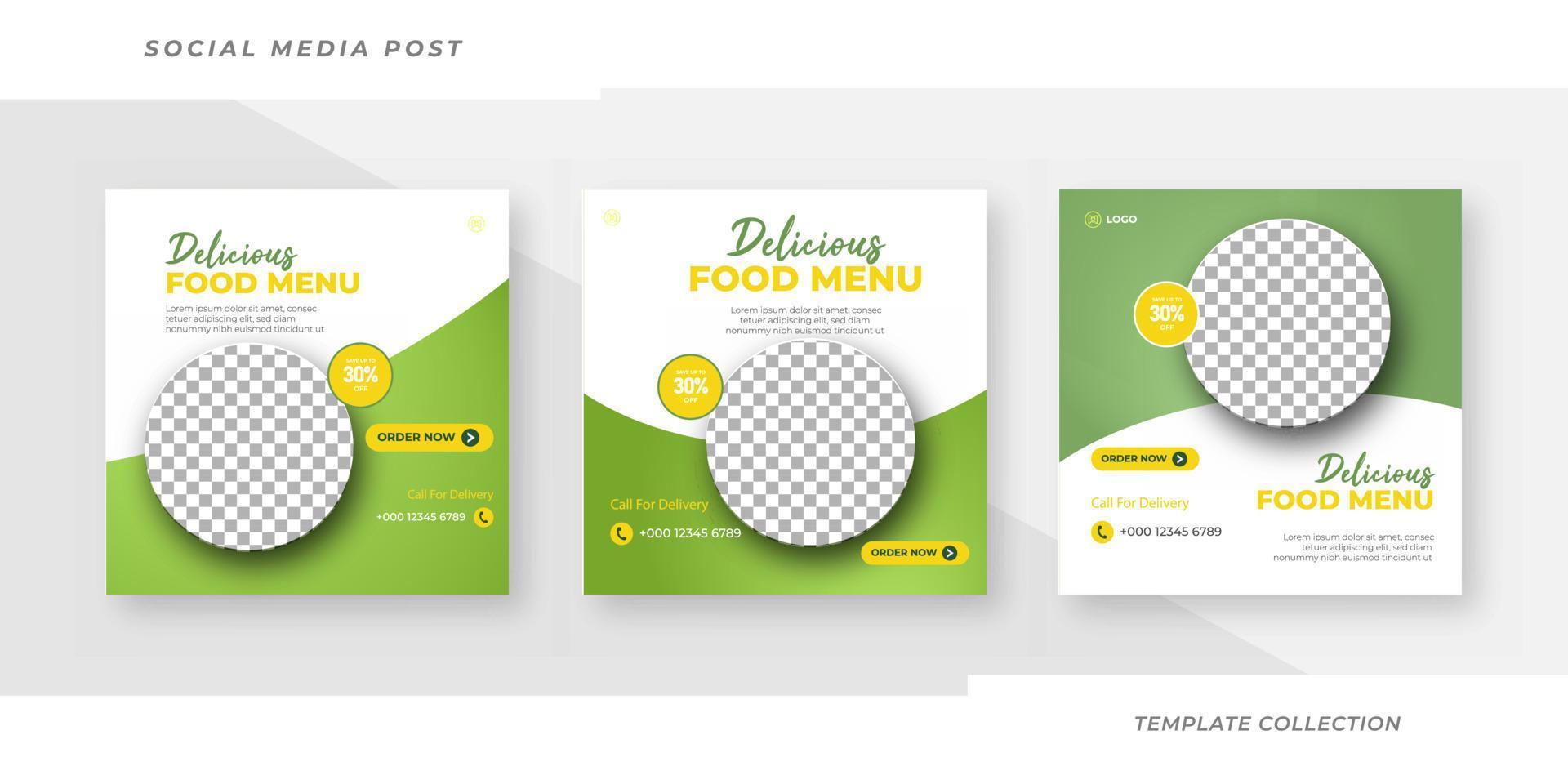 food menu social media post banner template. Pro Vector