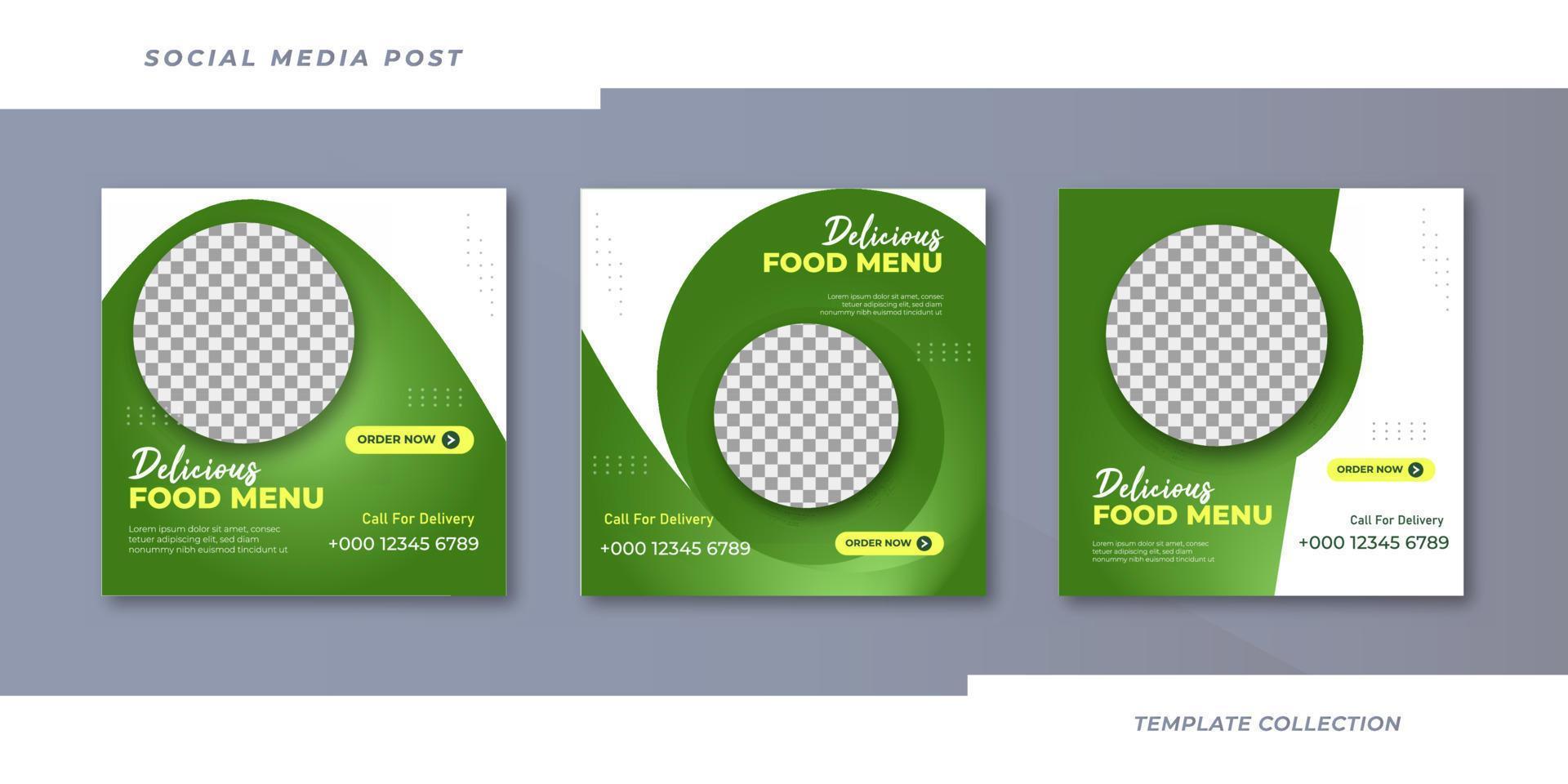 food menu social media post banner template, vector