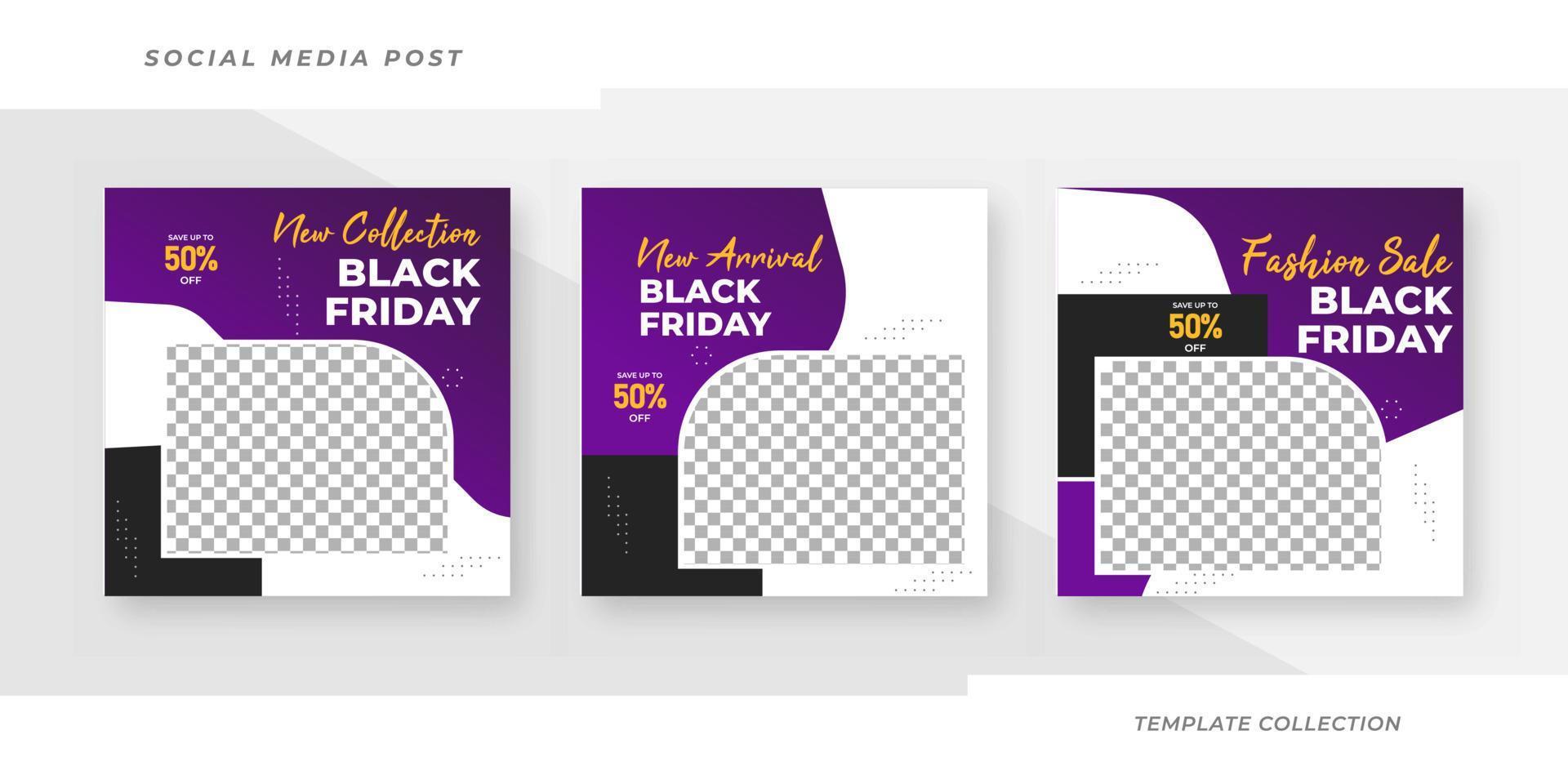 Black friday sale social media sale promotion template set Pro Vector