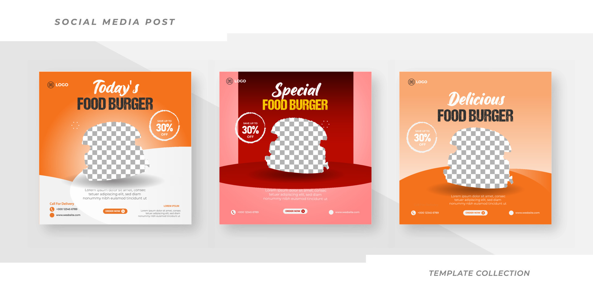 Special burger social media feed post template, Food promotion design ...