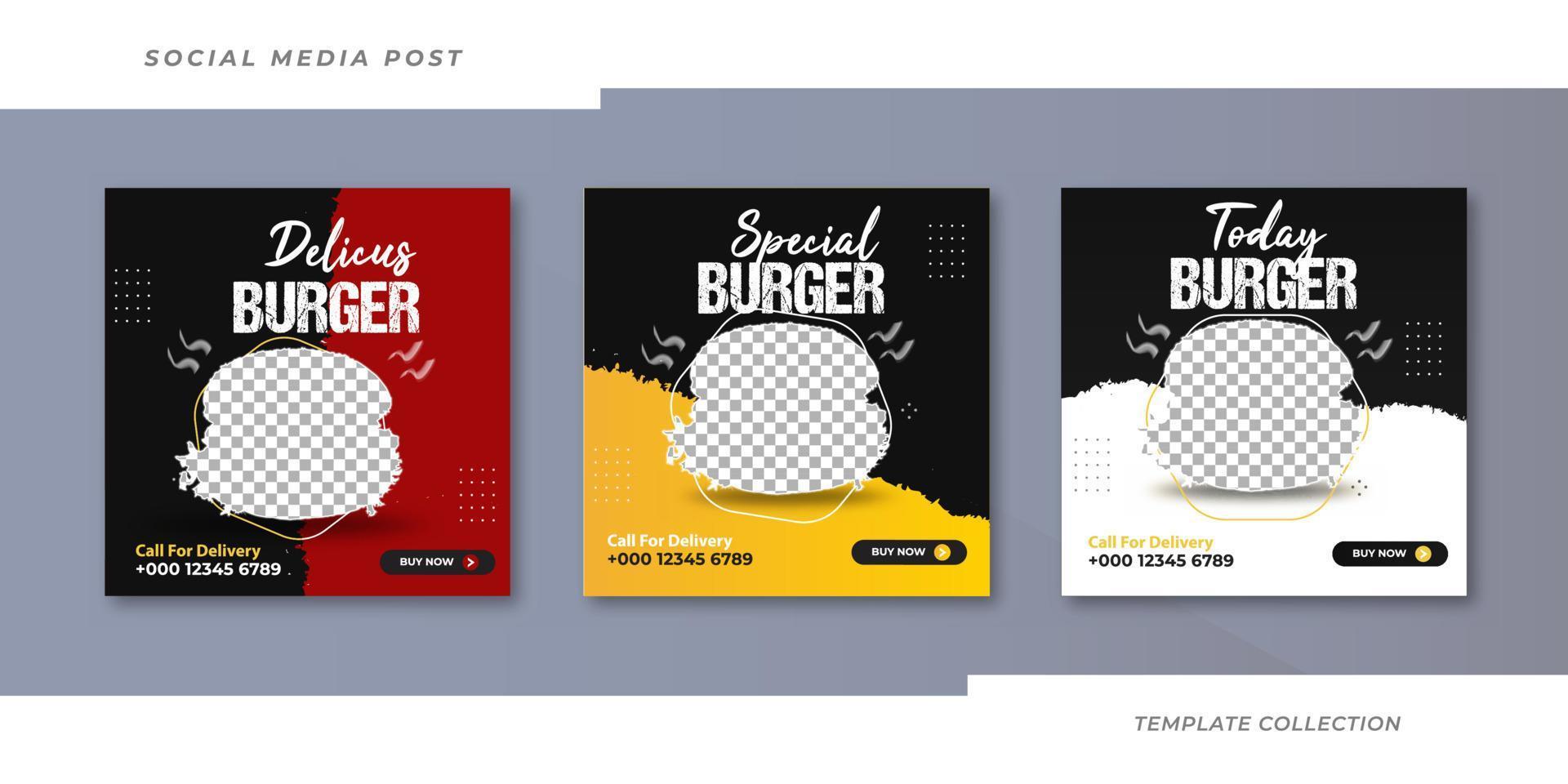 diseño de banner de comida de hamburguesa especial plantilla de banner de negocio profesional elegante. vector profesional