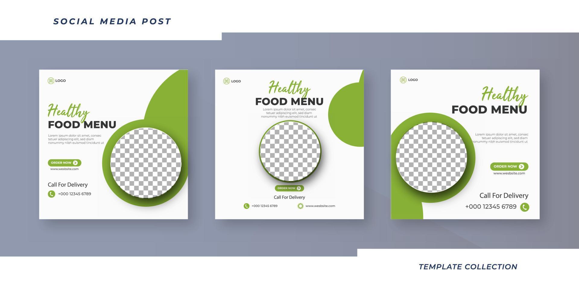 Healthy promotion food menu social media post banner template vector