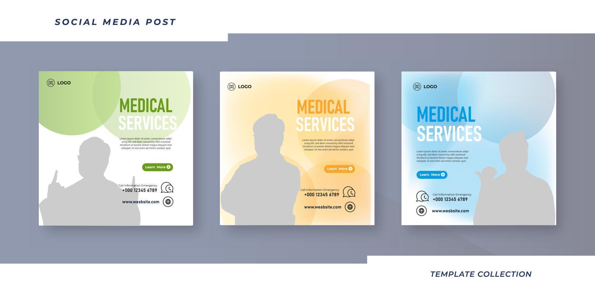 Medical and healthcare social media instagram post template vector