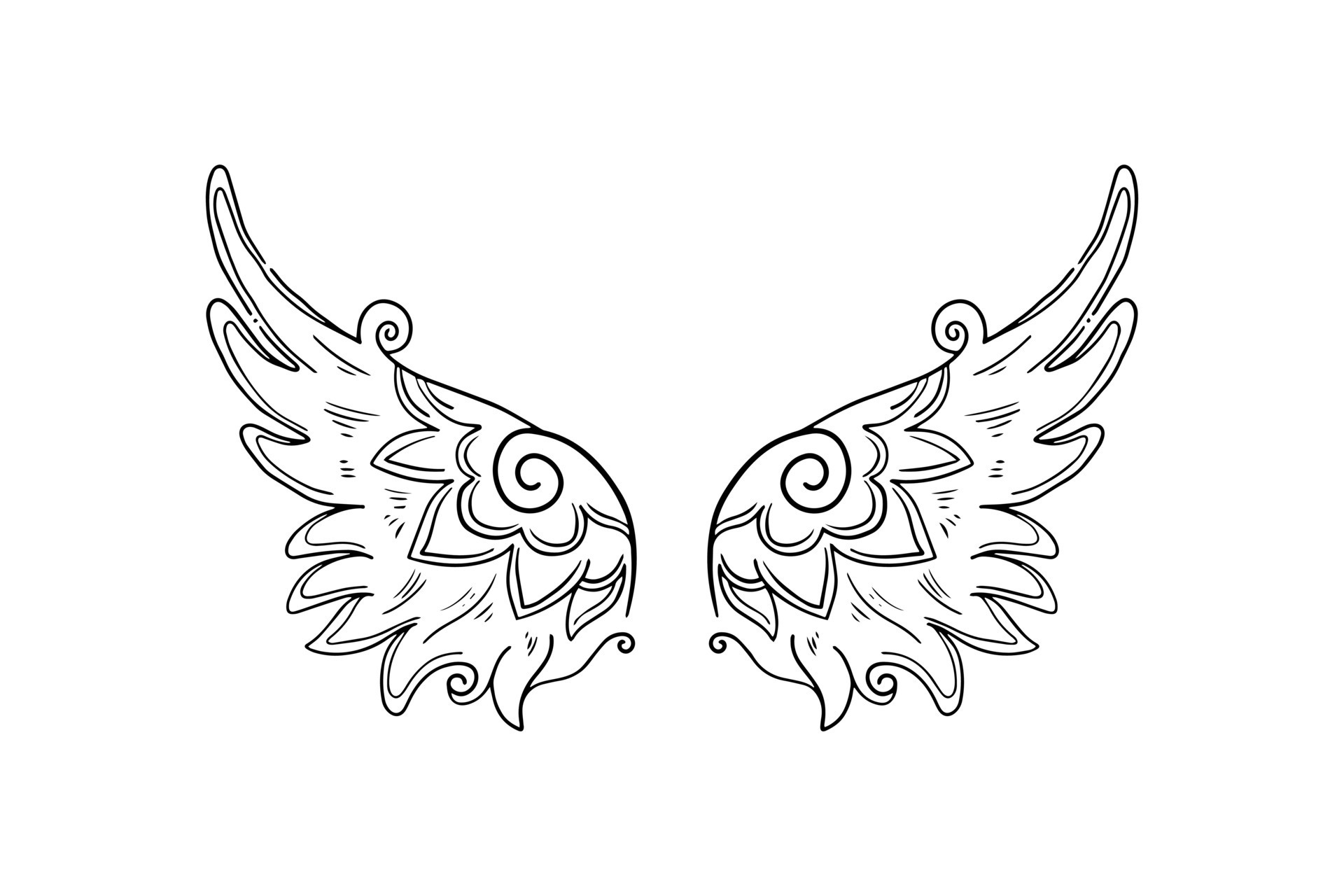 Sketch angel wings. Angel feather wing. Vector illustration. 15486979