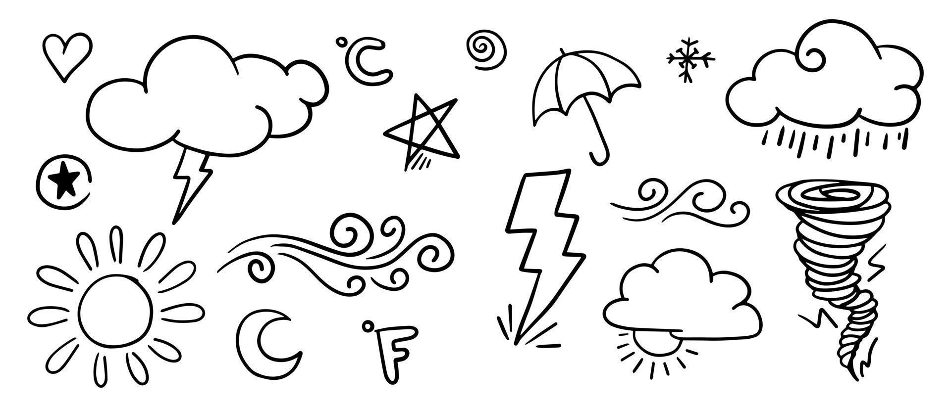 conjunto vectorial de elementos de fideos meteorológicos, con fines de diseño vector