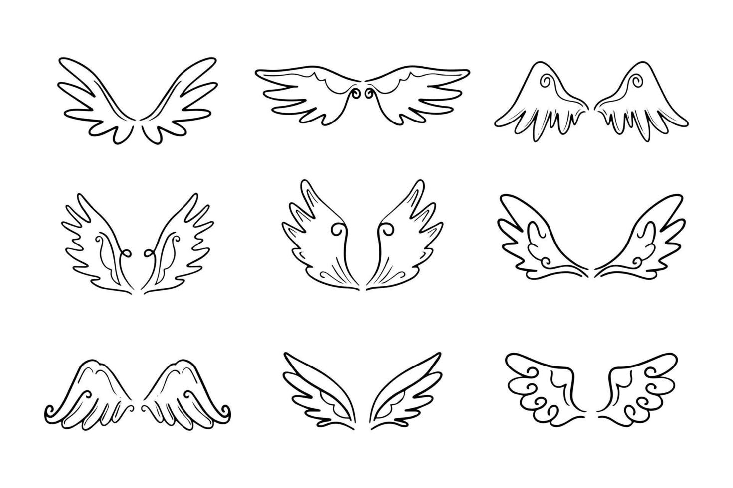 Sketch angel wings. Angel feather wing. Vector illustration.