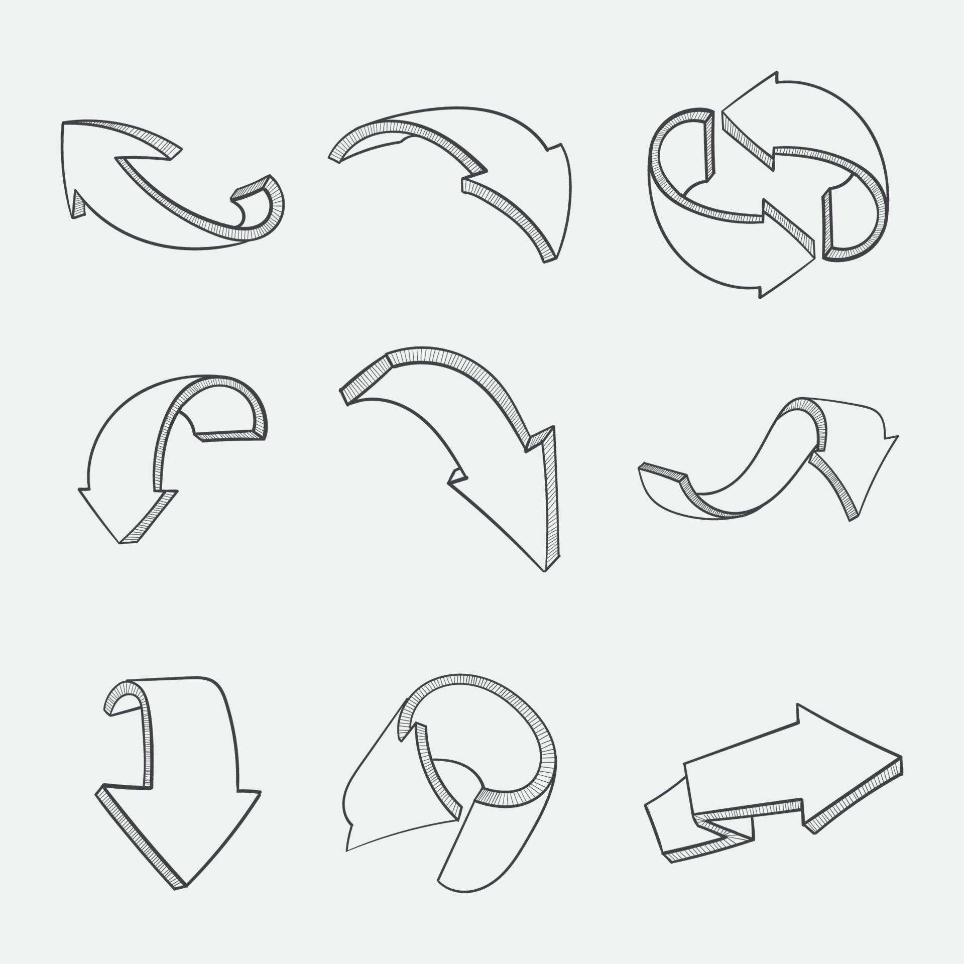 Hand drawn 3d arrow illustration collection 15486986 Vector Art at Vecteezy