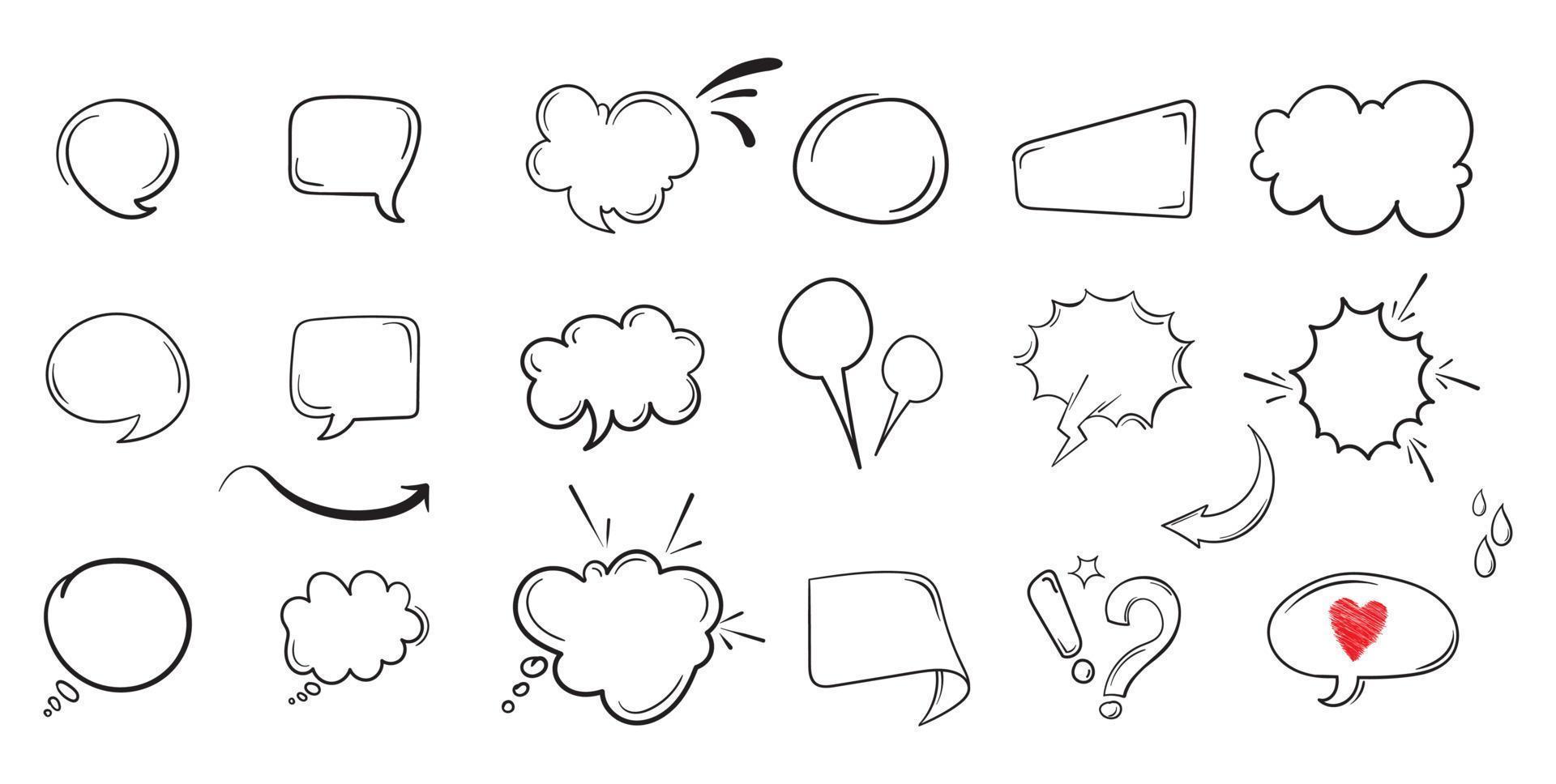 hand drawn comic speech bubble collection vector