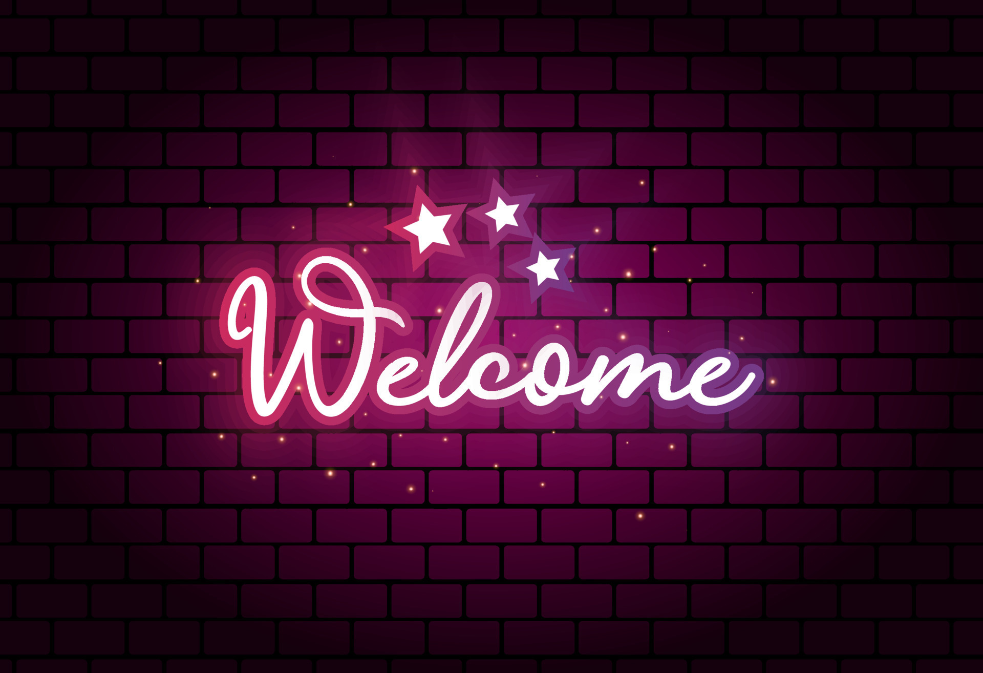 Welcome text vector design on dark brick wall texture background ...