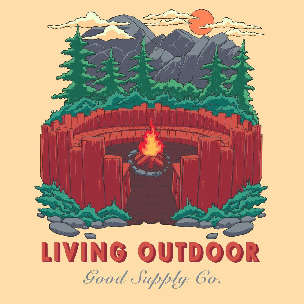 bonfire living outdoor vector