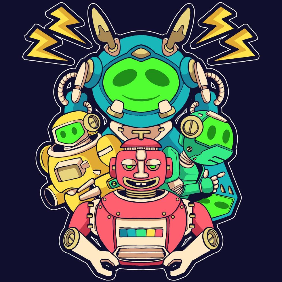 cute squad robot vector