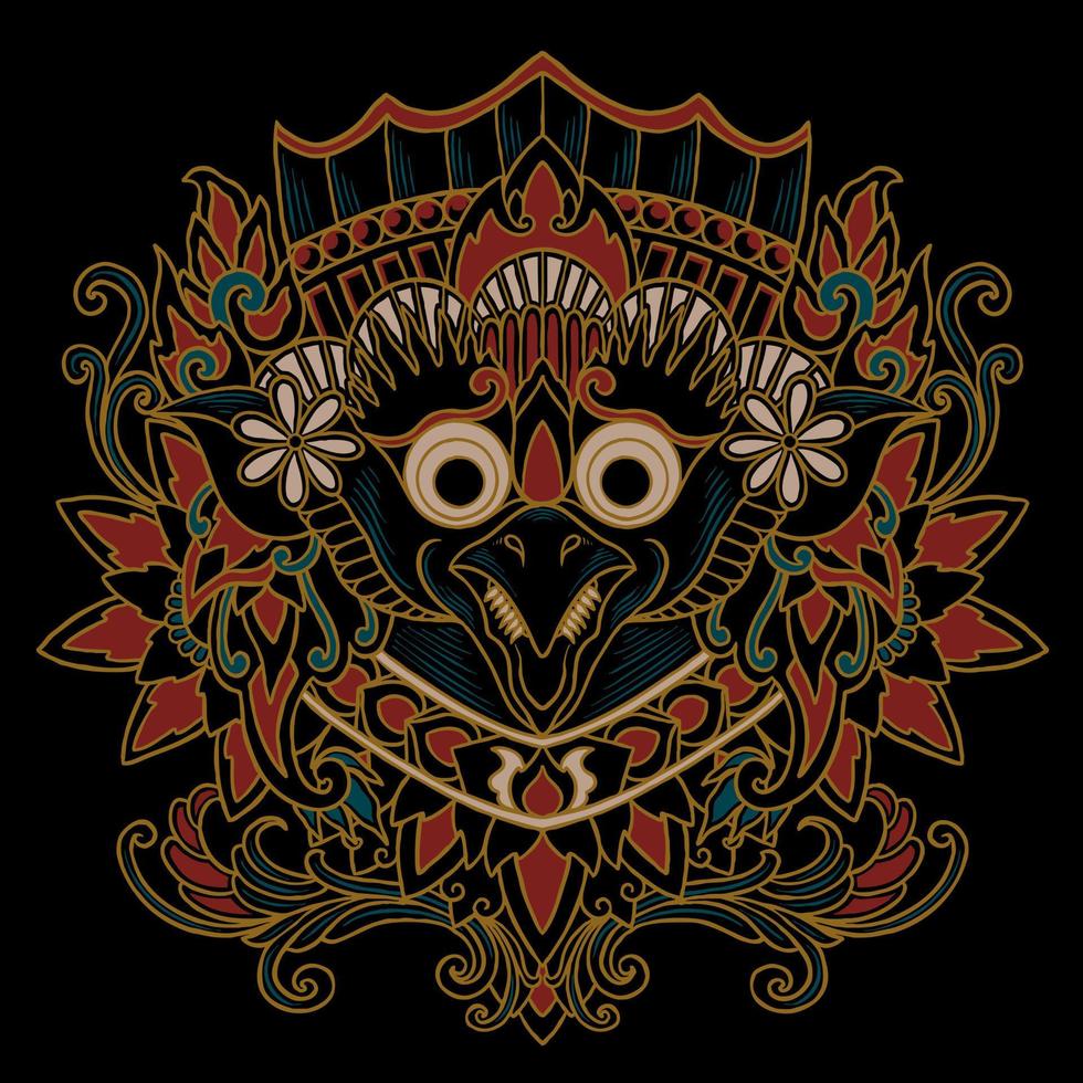 bird face ornament vector