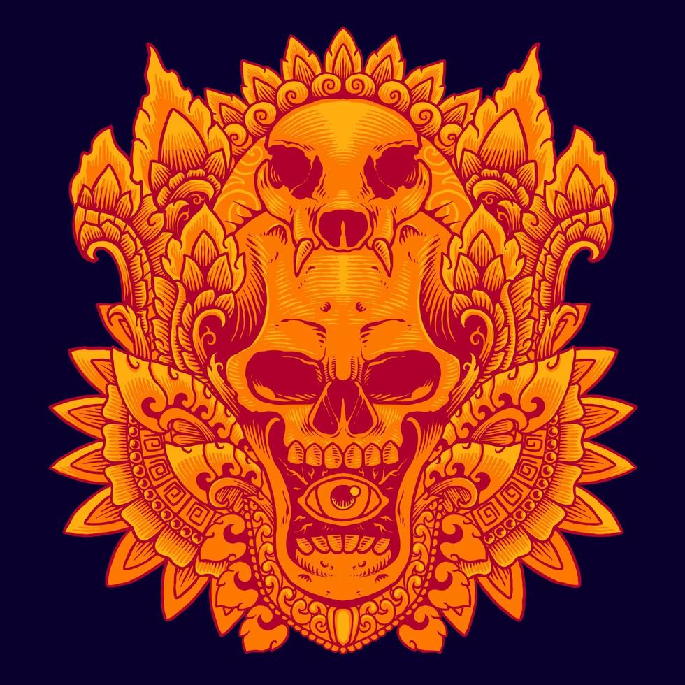 skull aztec ornament vector