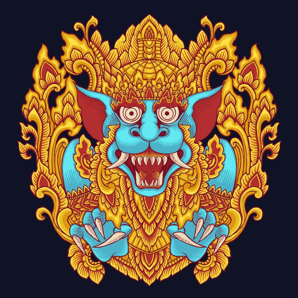 monkey mask ornament vector