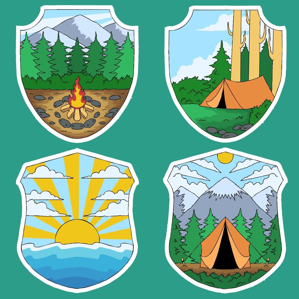 conjunto de insignias de la naturaleza vector