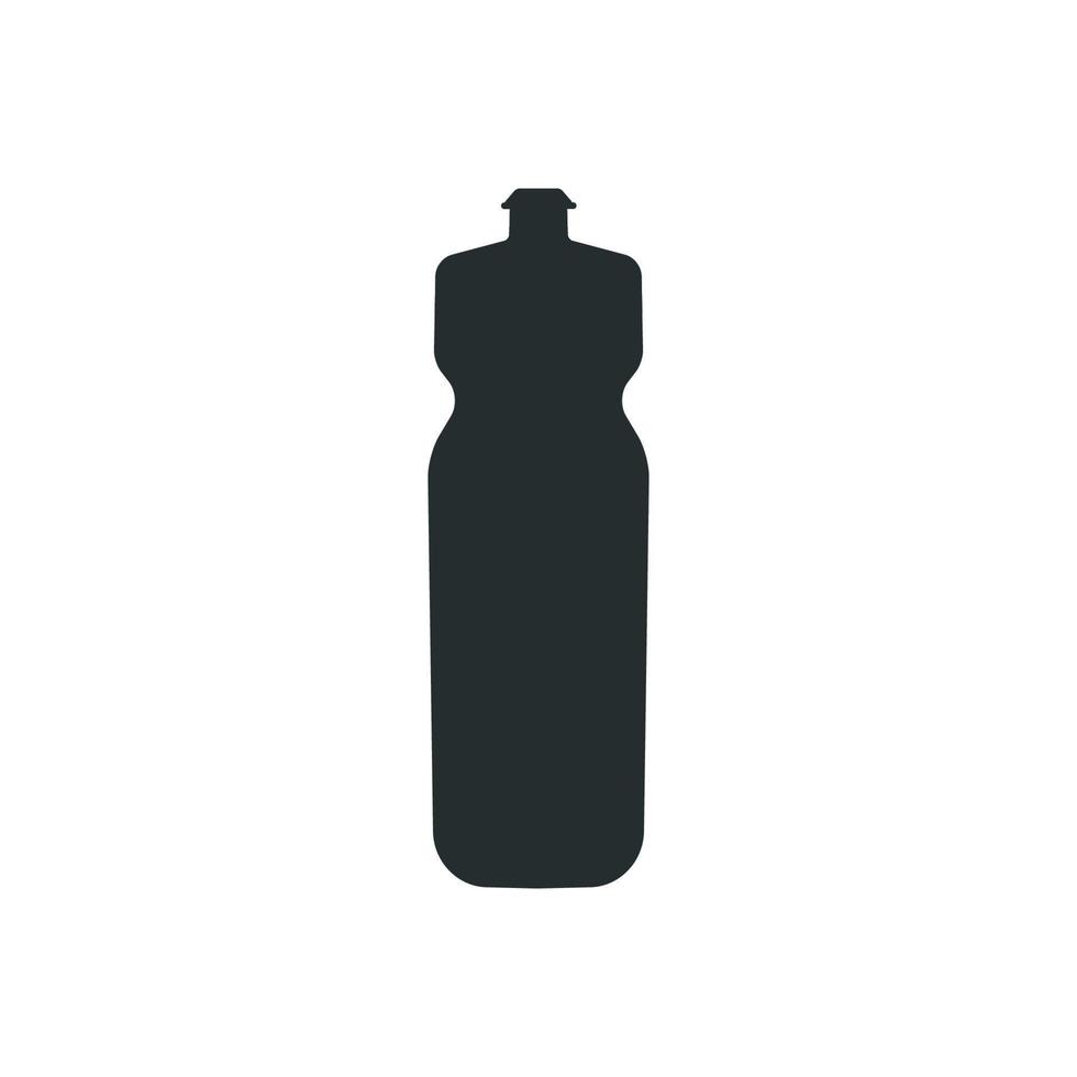 Flat vector silhouette illustration. Hand drawn sports bottle of water