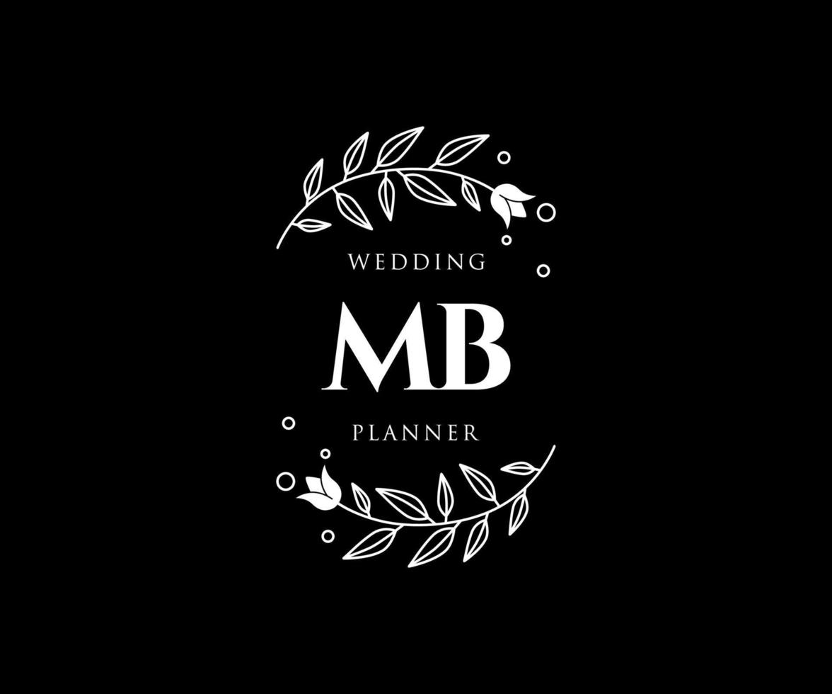 MB Initials letter Wedding monogram logos collection, hand drawn modern minimalistic and floral templates for Invitation cards, Save the Date, elegant identity for restaurant, boutique, cafe in vector