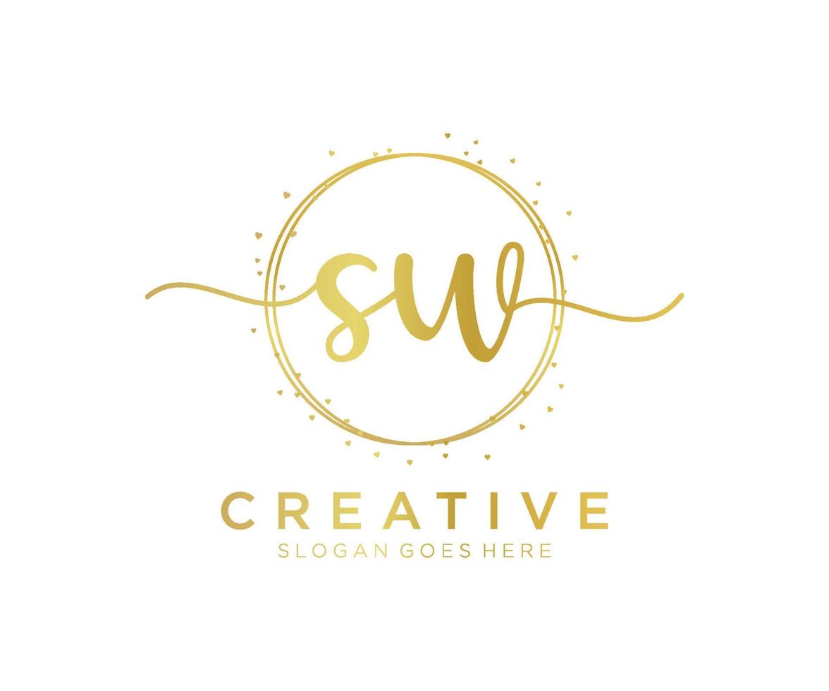 Initial SW feminine logo. Usable for Nature, Salon, Spa, Cosmetic and Beauty Logos. Flat Vector Logo Design Template Element.