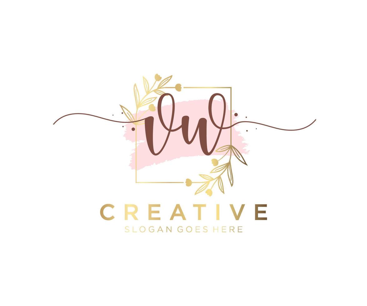 Initial VW feminine logo. Usable for Nature, Salon, Spa, Cosmetic and Beauty Logos. Flat Vector Logo Design Template Element.
