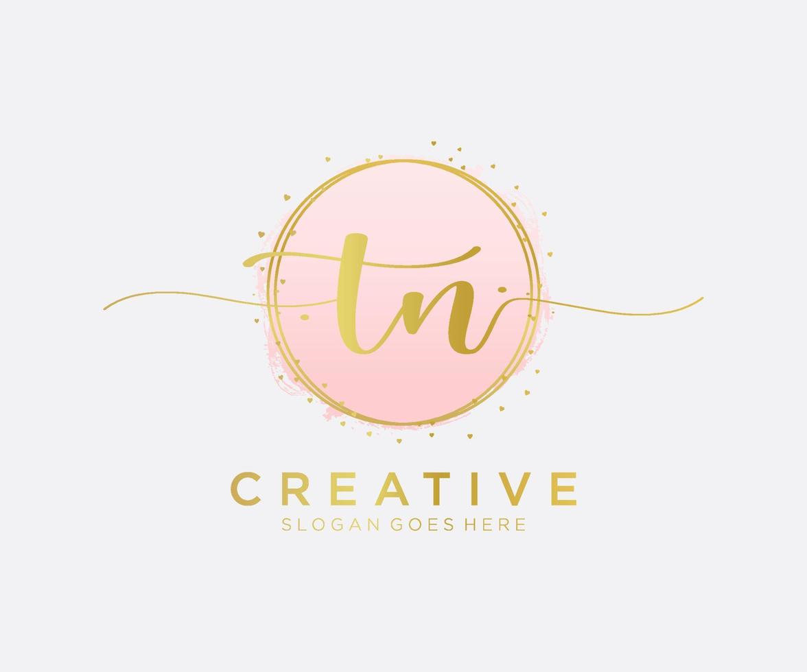 Initial TN feminine logo. Usable for Nature, Salon, Spa, Cosmetic and Beauty Logos. Flat Vector Logo Design Template Element.