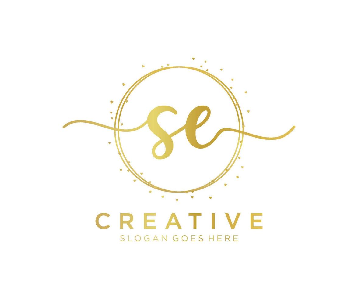 Initial SE feminine logo. Usable for Nature, Salon, Spa, Cosmetic and Beauty Logos. Flat Vector Logo Design Template Element.