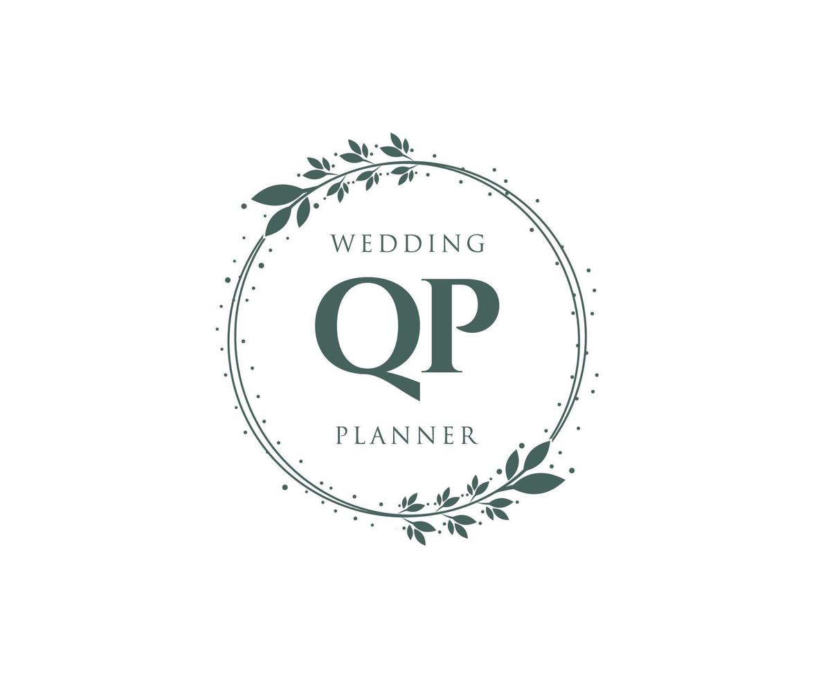 QP Initials letter Wedding monogram logos collection, hand drawn modern minimalistic and floral templates for Invitation cards, Save the Date, elegant identity for restaurant, boutique, cafe in vector