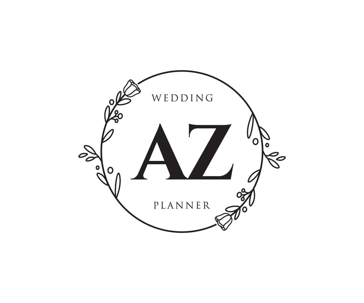 Initial AZ feminine logo. Usable for Nature, Salon, Spa, Cosmetic and Beauty Logos. Flat Vector Logo Design Template Element.