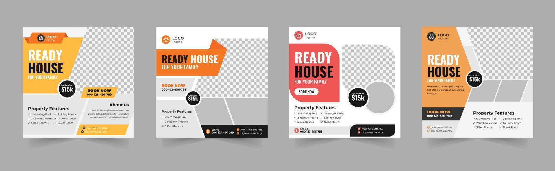 House property sale banner, Real Estate Social Media Post Bundle, Social media post web banner, home repair Post, Home Sale Social Media Poster, square story post-marketing, Social Media Post vector