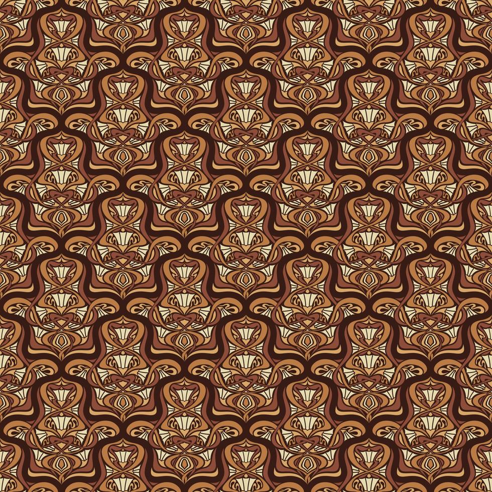 fondo de estilo art nouveau de vector transparente marrón con arreglo de flores de naranja