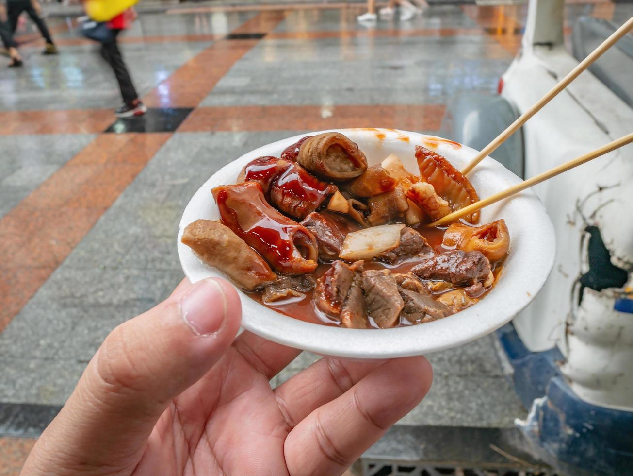 Close up Stew Entrails cow on shangxiajiu walking street photo