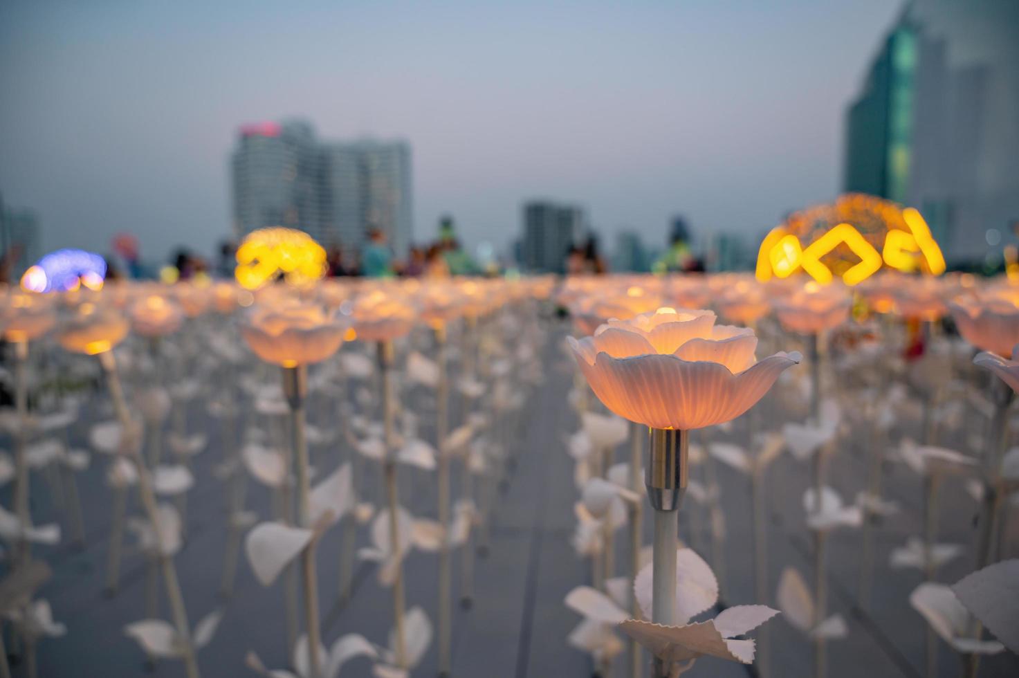 Close up Artificial flower on Icon siam department store.the chao phraya riverfront mall in Bangkok, Thailand. photo