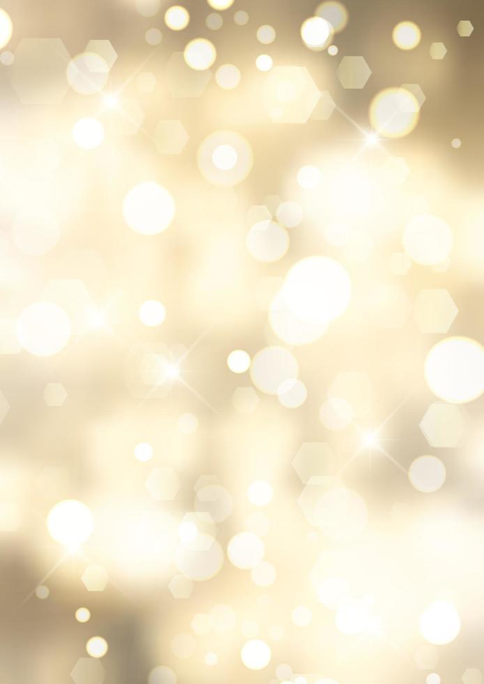 golden bokeh lights Christmas background design vector