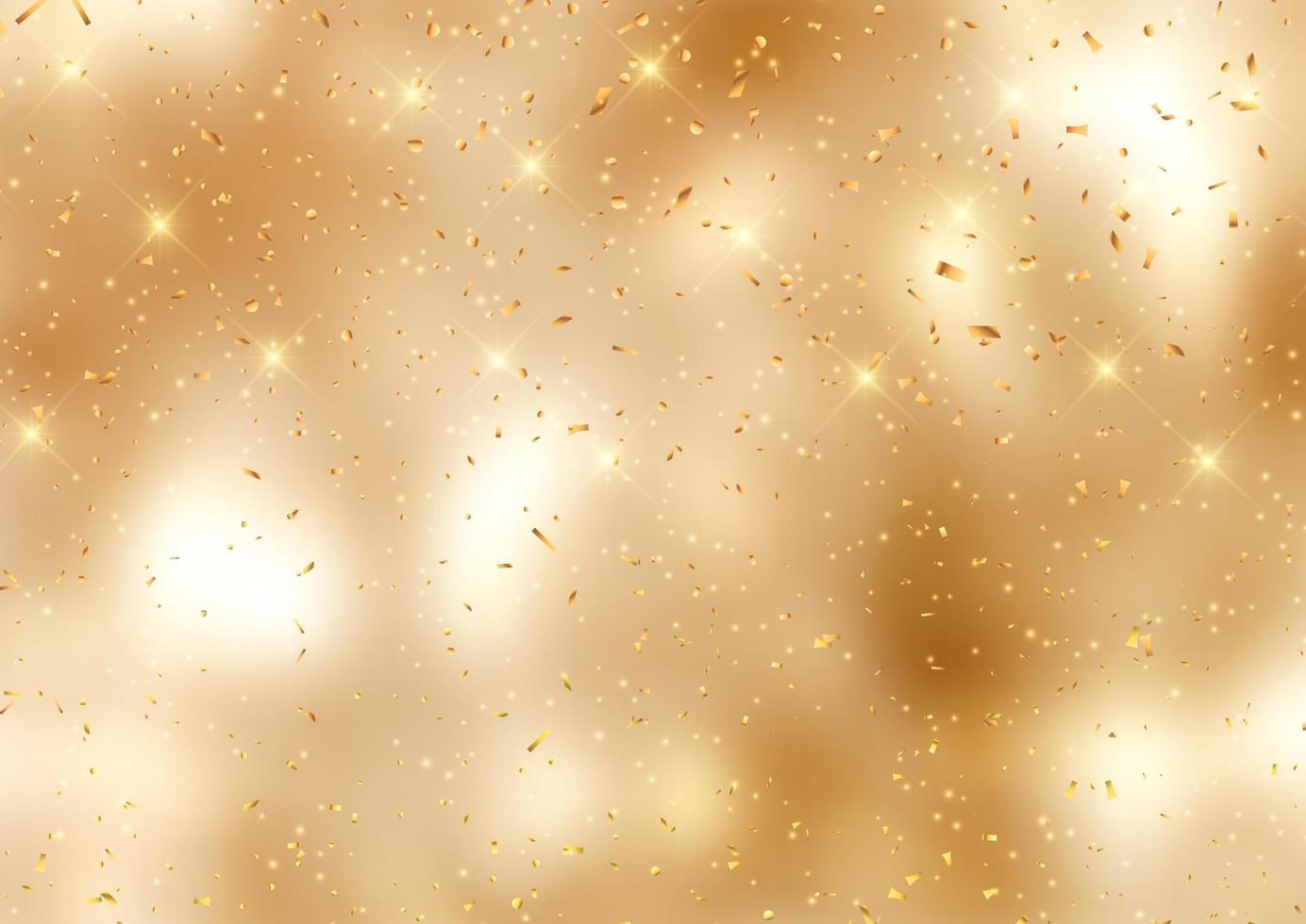 golden Christmas background with confetti and stars vector