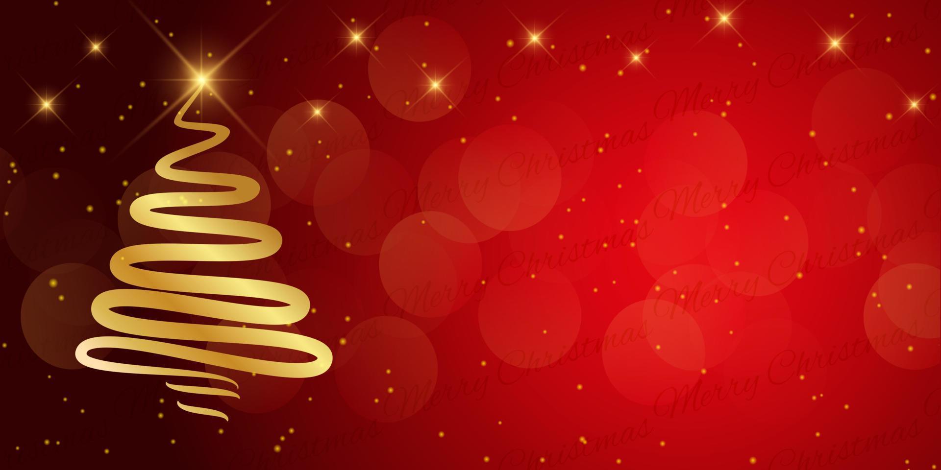 Christmas banner with golden tree design vector
