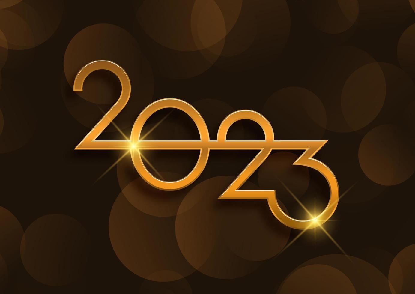 Modern Happy New Year background with metallic gold numbers vector