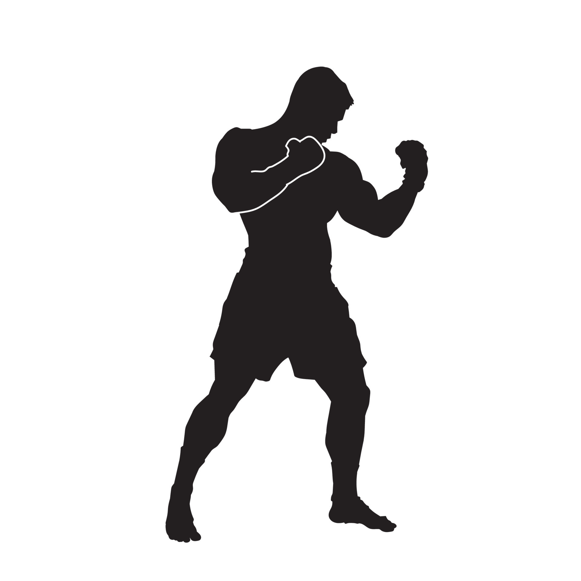 Illustration kick boxer martial arts fighter isolated vector black