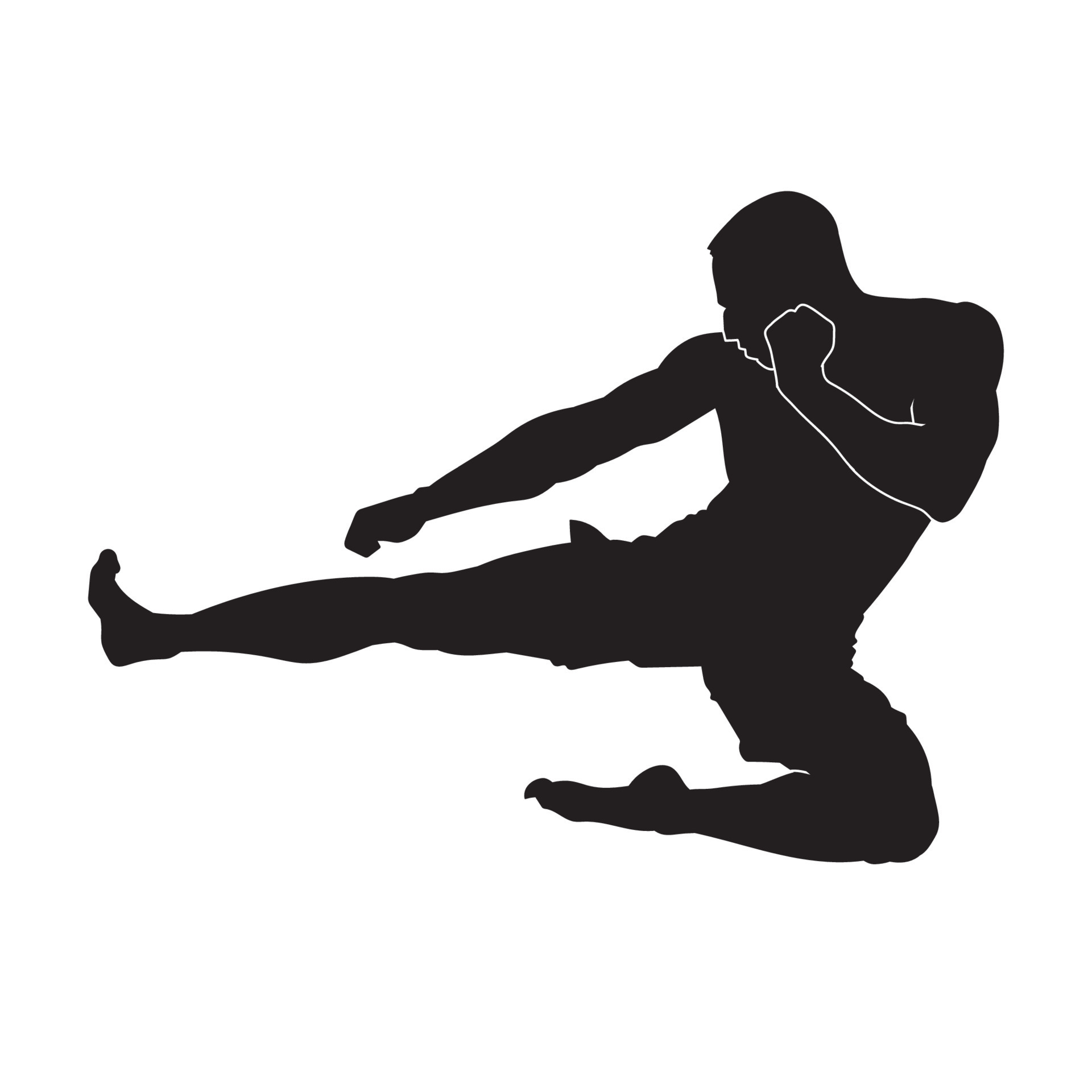 Illustration kick boxer martial arts fighter isolated vector black ...