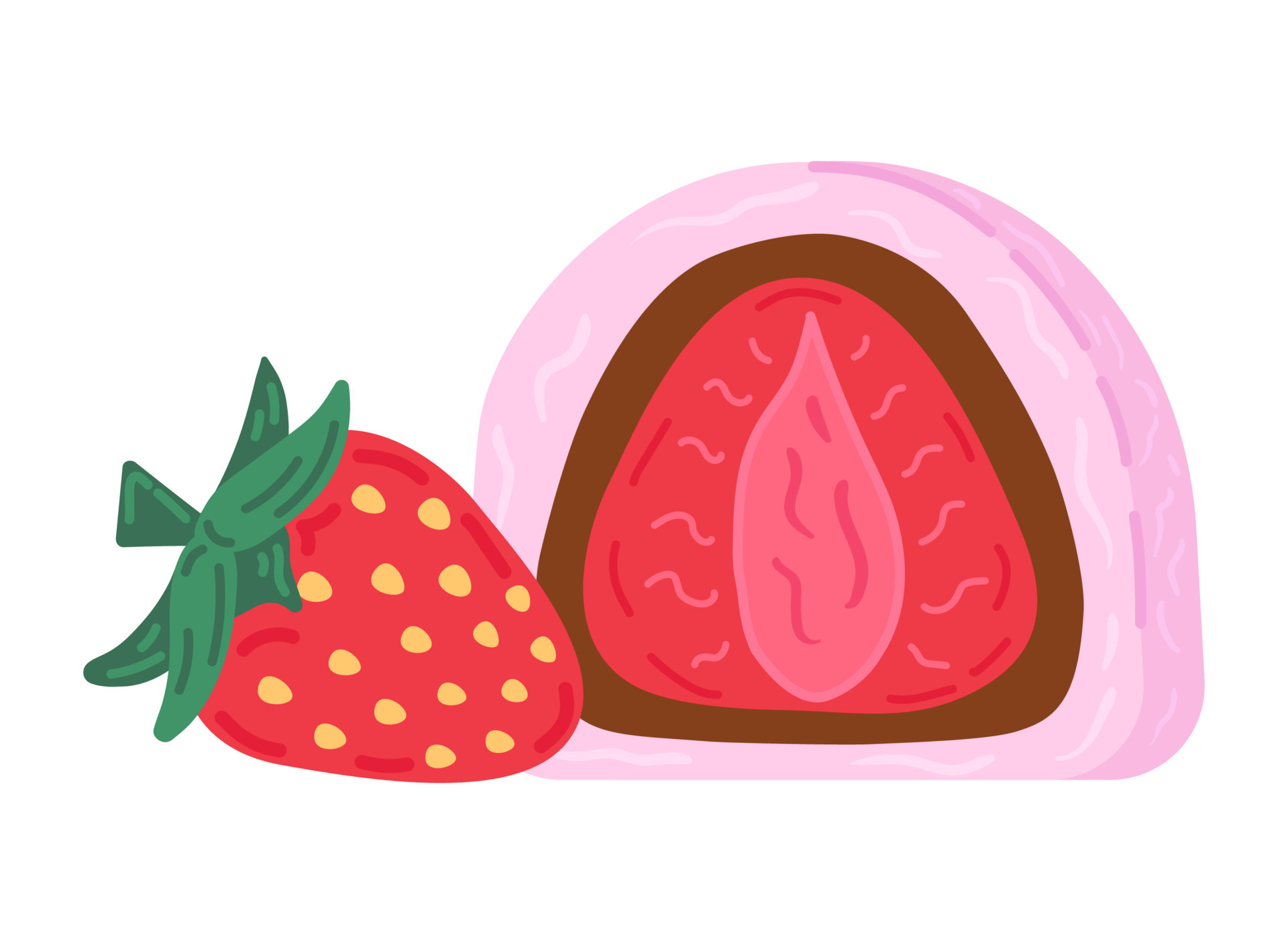Asian sweets strawberry daifuku 15491253 Vector Art at Vecteezy