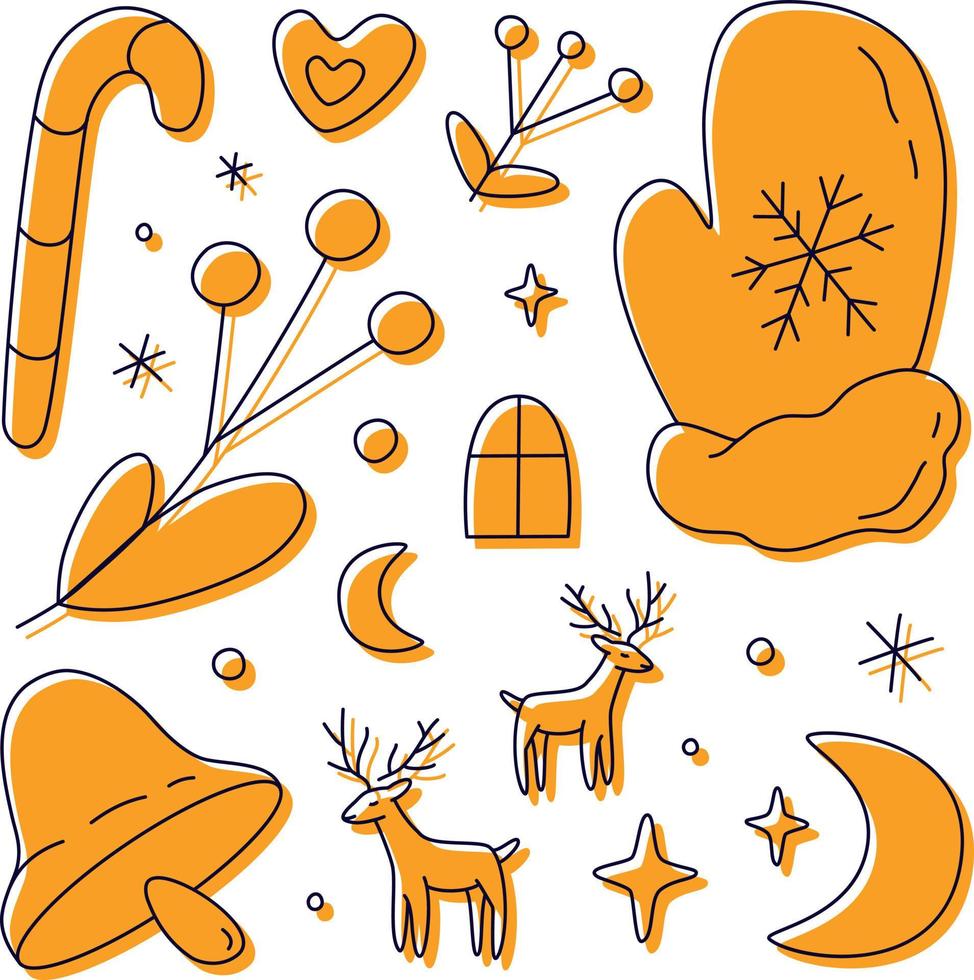 Magic linear cute winter vector