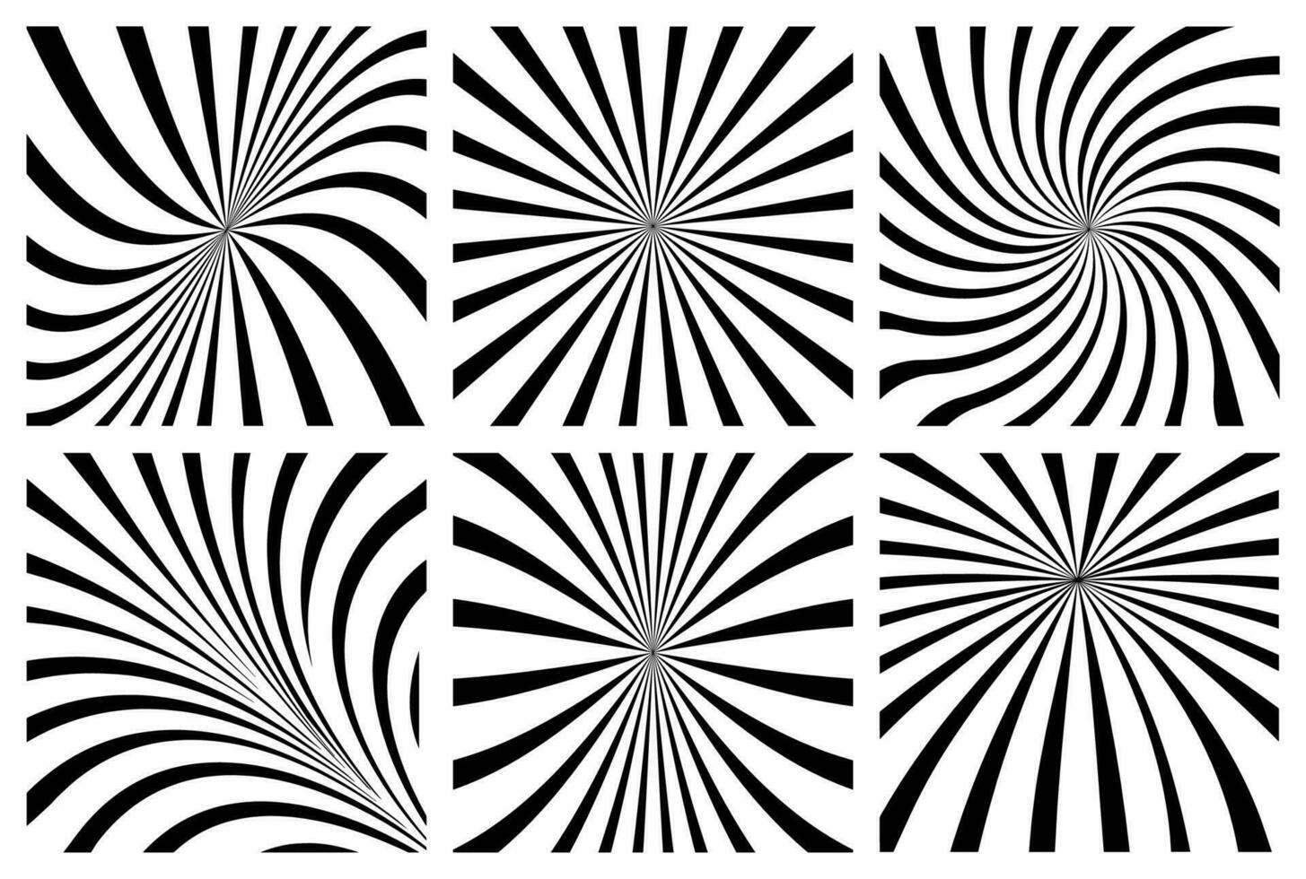 Set of black and white sunburst comic background vector