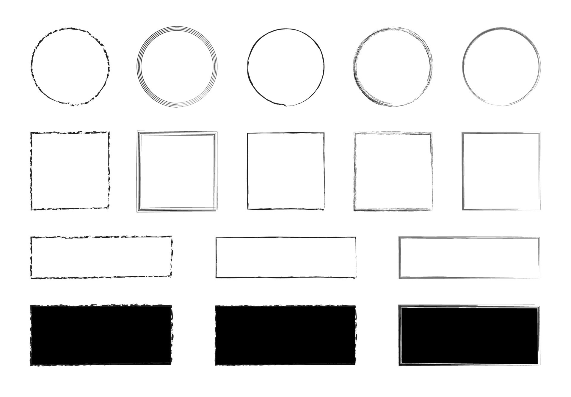 Isolated grunge brush border frames collection set 15491823 Vector Art at Vecteezy
