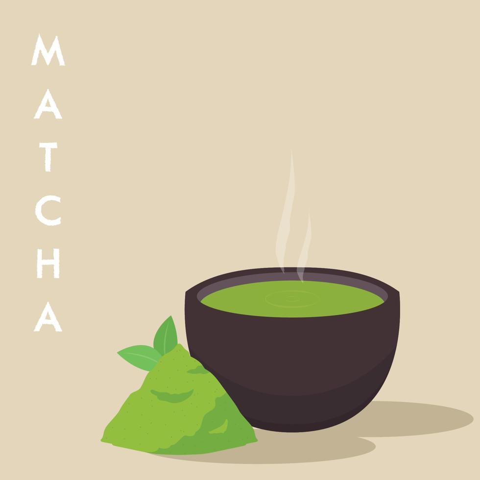 Matcha cup vector. green tea vector. wallpaper. free space for text