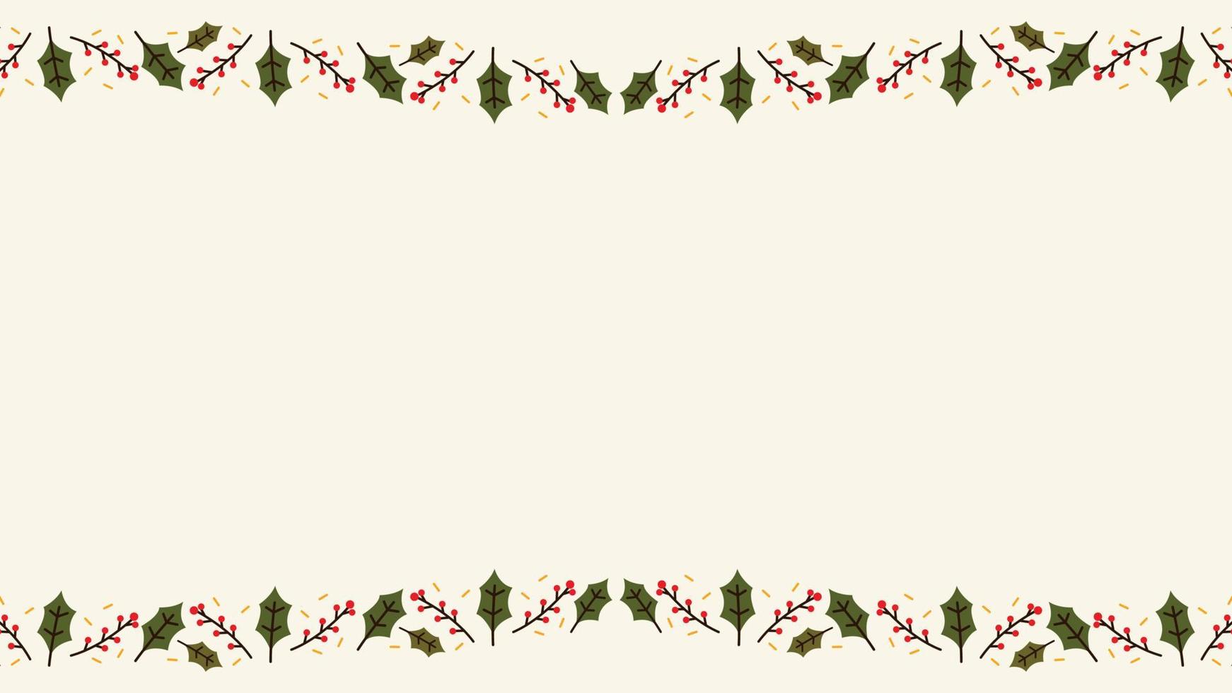 marco de feliz navidad. elegantes tarjetas de feliz navidad y año nuevo con corona de pino, muérdago, ilustración de diseño de plantas de invierno para tarjetas de felicitación. vector