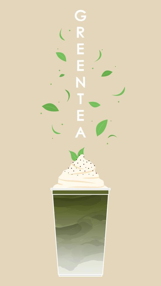 vector de taza de matcha. vector de té verde. fondo de pantalla. espacio libre para texto. símbolo.