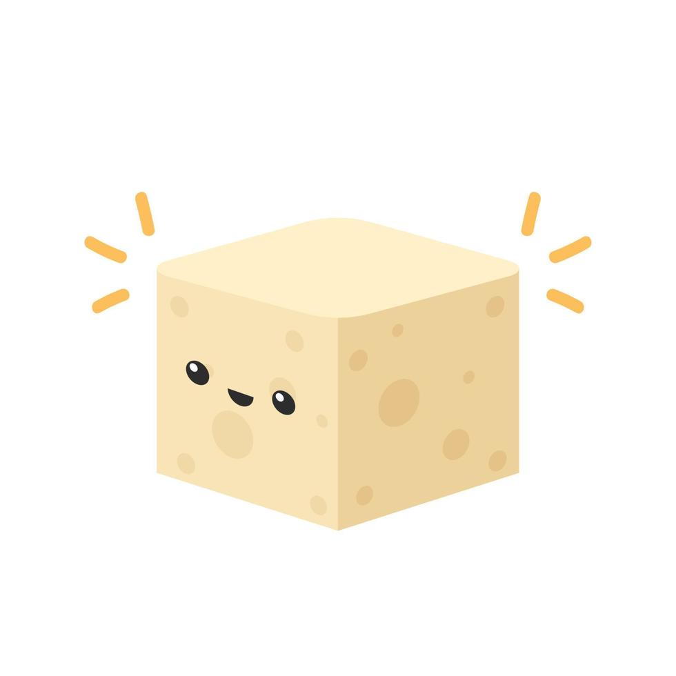 Cute tofu cartoon. Happy cute smiling funny tofu. character design