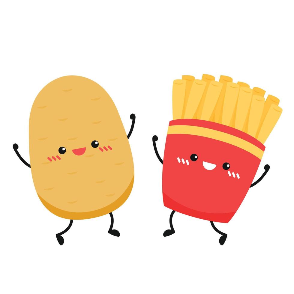 personaje de papas fritas. caricatura de papas fritas. símbolo. fondo de pantalla. espacio libre para texto. vector