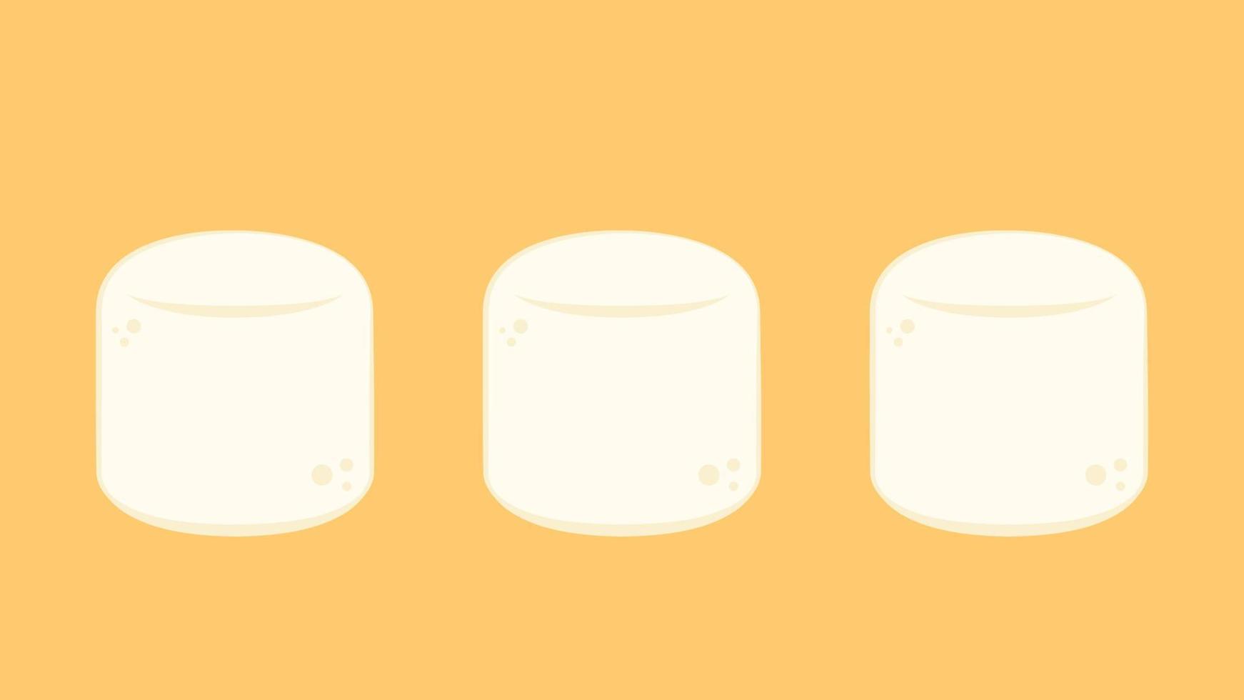 Marshmallow cartoon vector. Marshmallow on yellow background. Marshmallow icon. vector
